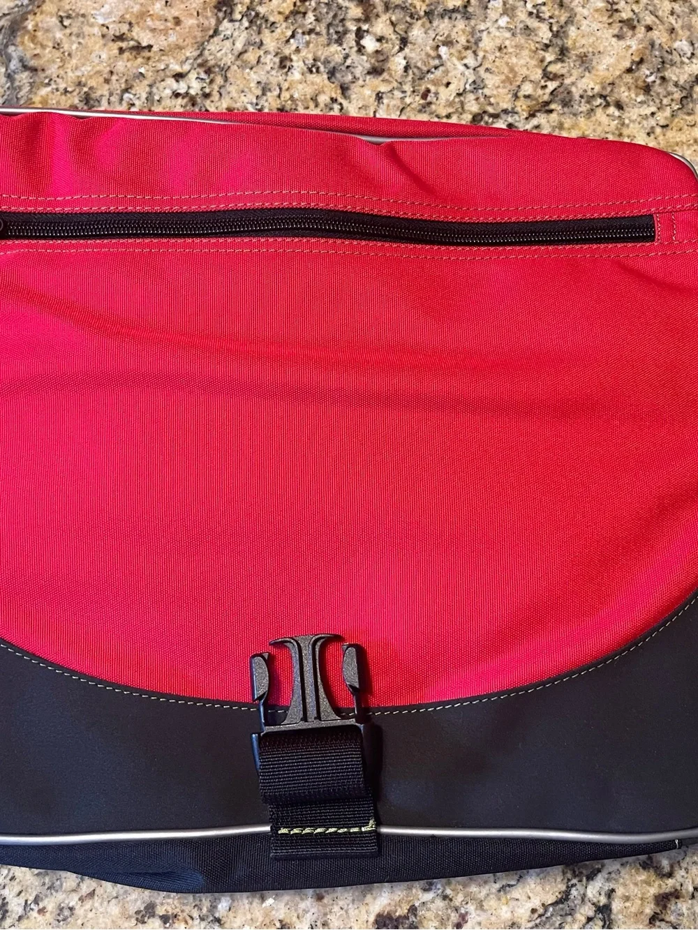 Men's Black and Red Messenger Bag